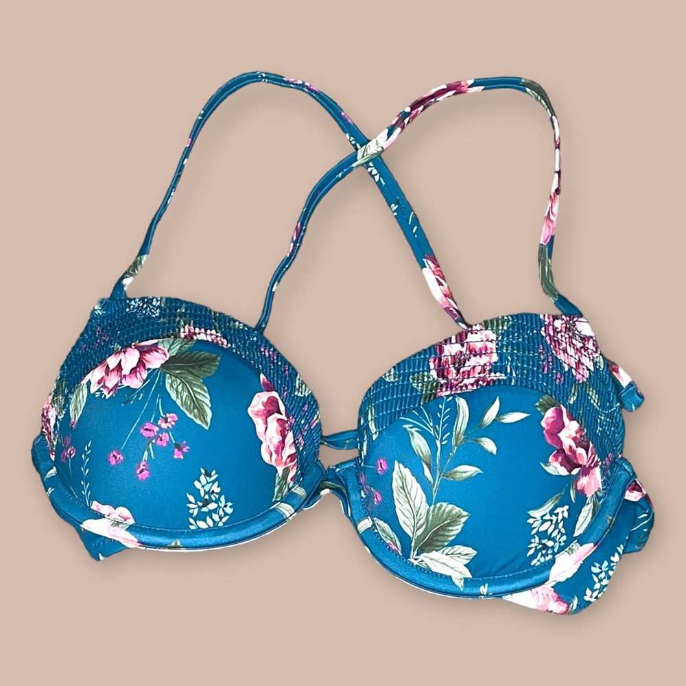 Shade & Shore Blue and Pink Swimsuit Bikini Top Adjustable Size 34B Small